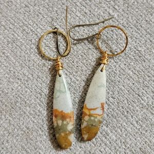 Cherry Creek Jasper Brass Dangle Earrings